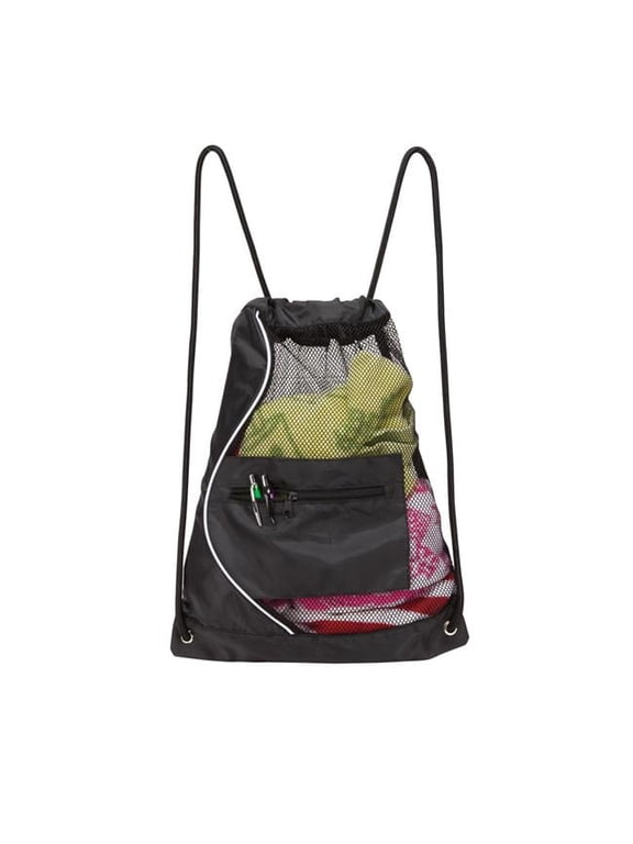 Black Mesh Drawstring Cinch Pack