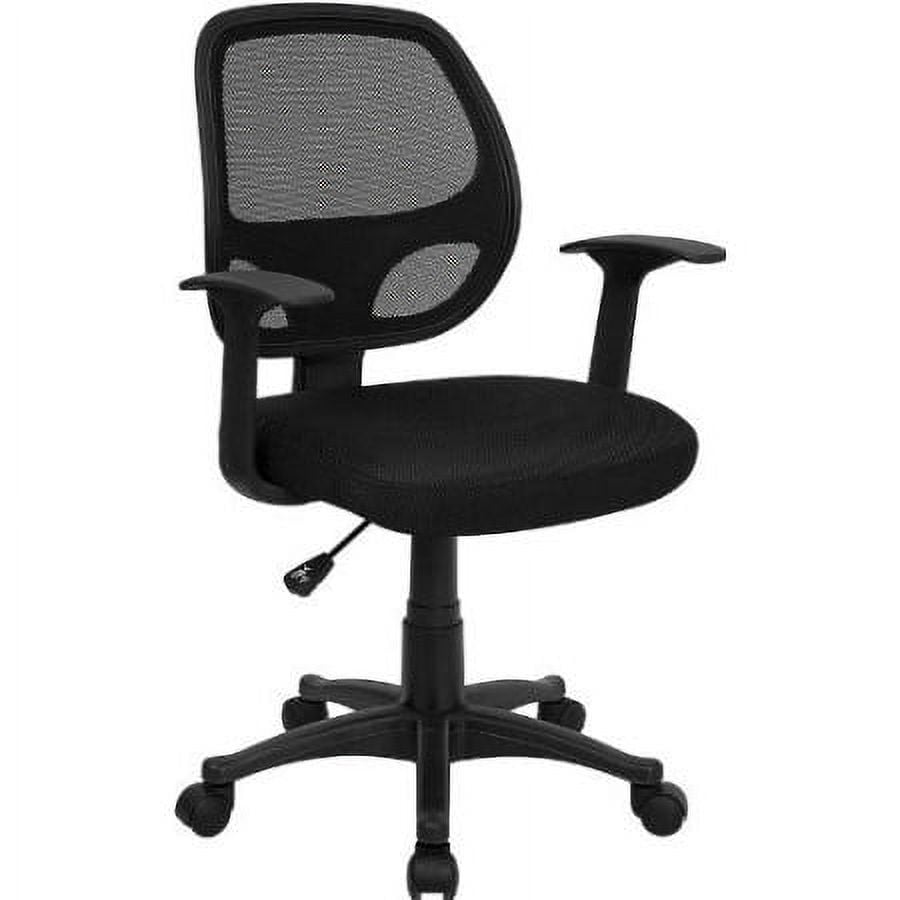 ErgoComfort Swivel Mid-Back Mesh Task Chair with Fixed Arms, Black