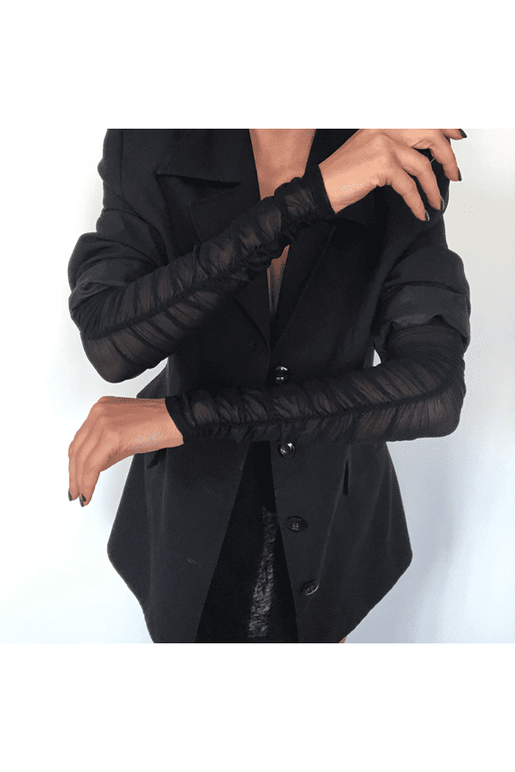 Black Mesh Rouche Arm Sleeves