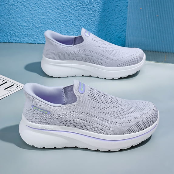 Black Mesh Slip-On Platform Cushioned Walking Shoes