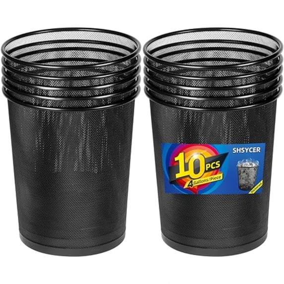Black Mesh Trash Cans 4 Gallon 10 Pack Metal Wire Wastebaskets Waste Basket Trash Can Small Trash Cans Recycling Garbage Container Bin for Office Home Bedroom
