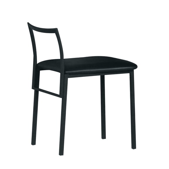 Black Metal Armless Chair with Padded Seat for Home Office & Living Room, 220lbs Capacity, Compact Design
