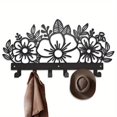 Black Metal Baked Paint Floral Wall Hook Rack, Decorative Flower Key ...