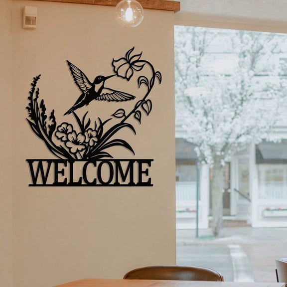 Black Metal Bird & flower Wall Art Decor, Home Indoor Outdoor Living Room Bedroom Patio Wall Hanging, Easy To Hang Unique Gift Idea, Suitable For Modern Home Decoration, Waterproof