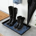 thumbnail image 1 of Black Metal Boot Tray with Blue & Ivory Coir Insert, 1 of 12