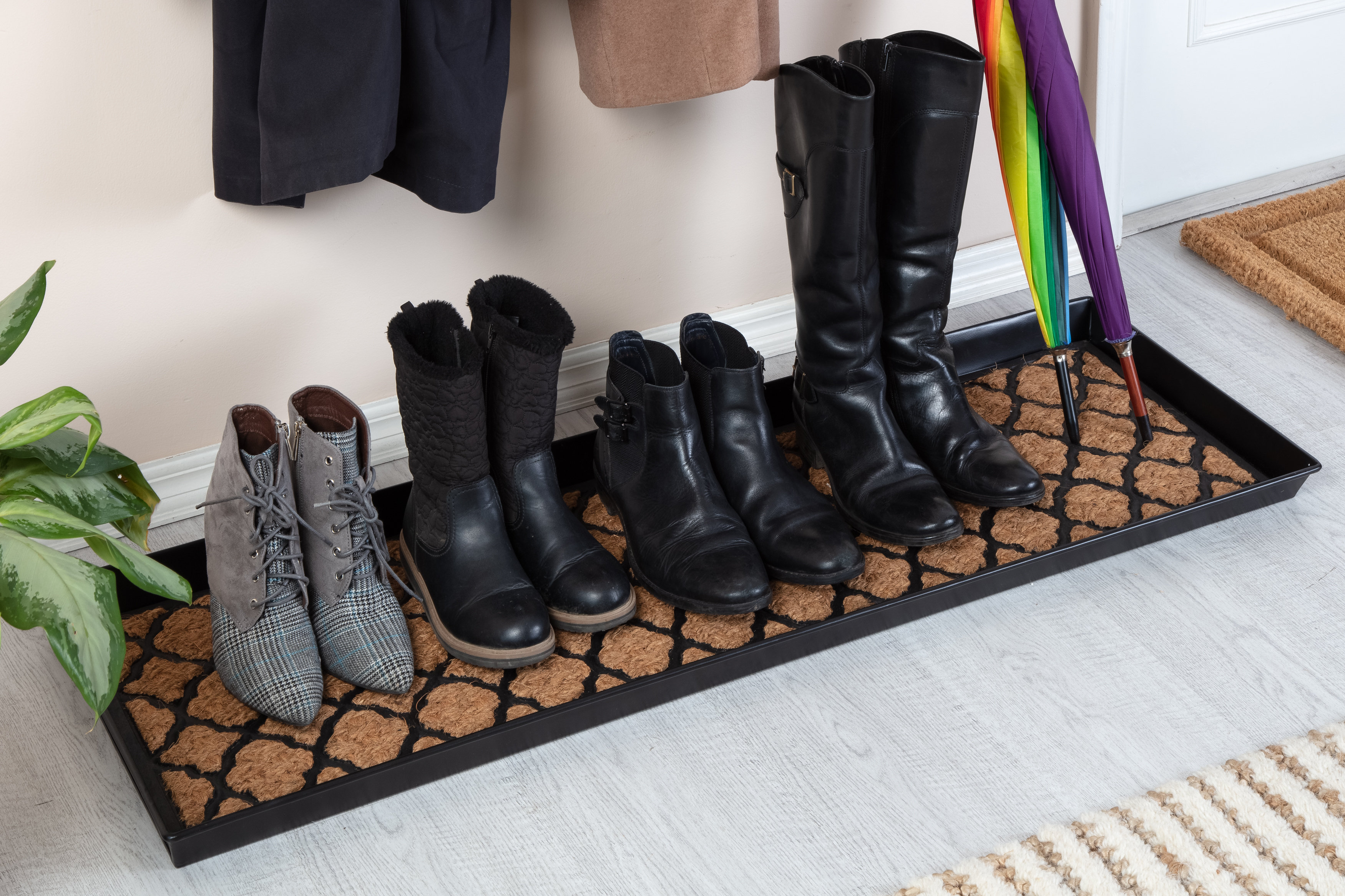 Black Metal Boot Tray with Trellis Coir and Rubber Insert Walmart