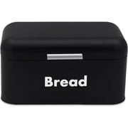 Black Metal Bread Box with Lid, 11.8"