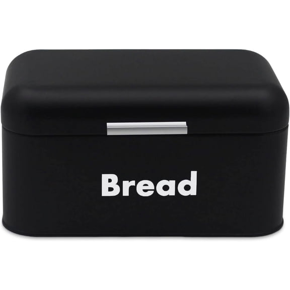 Black Metal Bread Box with Lid, 11.8"
