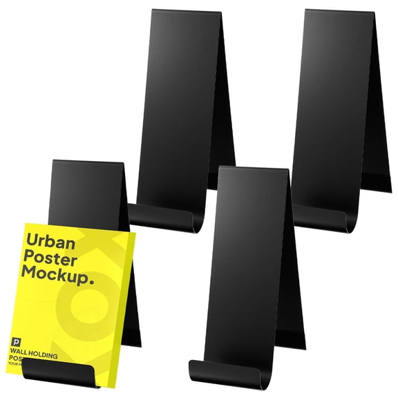 Black Metal Brochure Holder 4 Pack 8.9" Vertical Display Stand for Table Menus Pamphlets