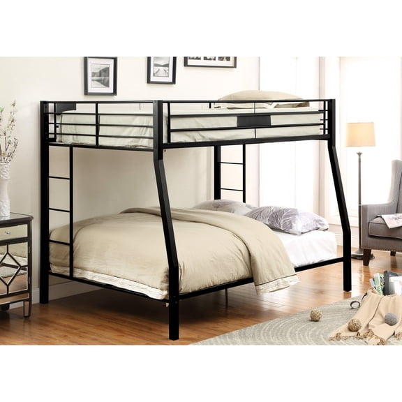 Black Metal - Built-In Ladder for Top Bunk Access - Dormitory - High Weight Capacity