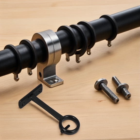 YOSADIER Heavy Duty Ceiling Curtain Rod Mount Black Aluminum Alloy for Living Room and Office