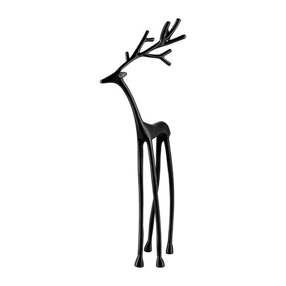 Black Metal Christmas Reindeer Figurine Black Reindeer Statues Deer Wine Cabinet Ornaments Elk Sculpture for Mantel Fireplace Living Room Bedroom Home Decor In 2 Sizes