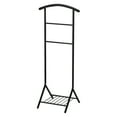 thumbnail image 1 of Black Metal Coat Suit Valet Stand Organizer Rack With Storage Shelf, 1 of 2