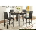 Black Metal Counter Height Dining Set for 4, Faux Marble Table & Faux
