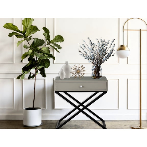 Black Metal Cross Base Feature - Hallway Side Table for Added Stability