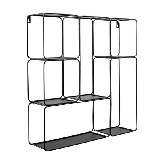Black Metal Cubes Wall Shelf by Sprinkle & Bloom