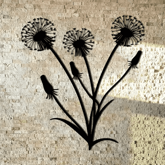 Black Metal Dandelion Wall Sculpture, Perfect Housewarming, Wedding, or Mother's Day Gift