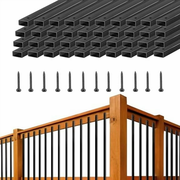 Black Metal Deck Balusters 36", Deck Railing and Indoor Stairs Railing,Hollow Rectangular Stair Railing with Screws for Deck Railing and Outdoor Porch-25Pack$$Tools & Hardware Other