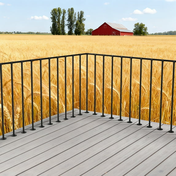 Black Metal Deck Railing Kit, Outdoor Balcony Railing, Heavy-Duty Rust-Resistant Safety Fence for Porch, Patio, Garden