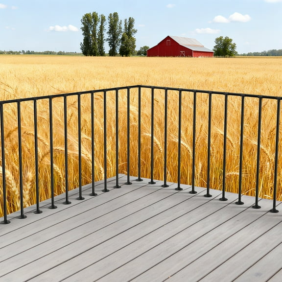 Black Metal Deck Railing Kit, Outdoor Balcony Railing, Heavy-Duty Rust-Resistant Safety Fence for Porch, Patio, Garden