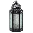 thumbnail image 1 of 12" Large Moroccan Lantern Candle Holder – Black with Clear Glass, Metal Decorative Lamp for Indoor or Outdoor Patio or Porch Use, Home Decor, Ramadan, Weddings, 1 of 4
