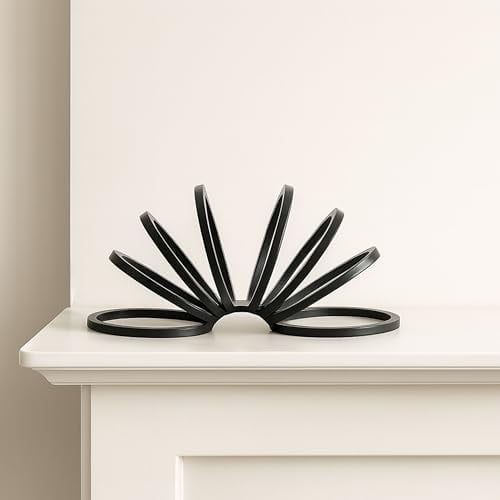 Black Metal Decorative Sculpture – Contemporary Geometric Aluminum Accent for Living Room, Shelf, Coffee Table, Bedroom, or Office – Modern Minimalist Home Decor – 11", Black