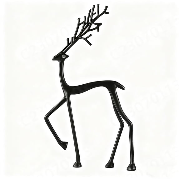 Black Metal Deer Figurine For Home Desk Decor Christmas Gift Polished ...