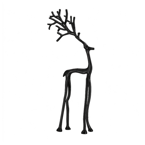 Black Metal Deer Statue, Abstract Reindeer Sculpture, Modern Tabletop Decor for Home Fireplace Christmas Ornament