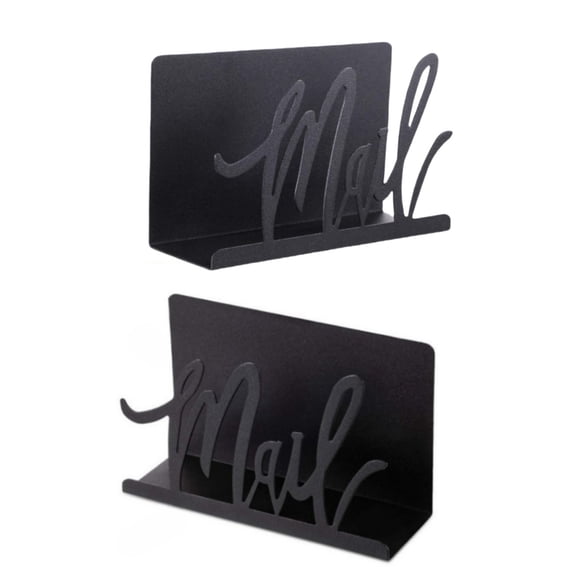 Black Metal Desktop Mail Organizers Artistic Black Metal Letter Stand Envelope Storage Stand Rack for Home or Office