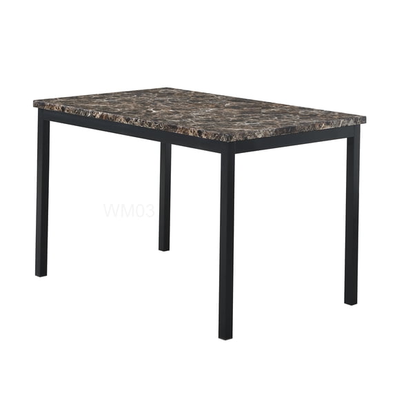 Modern Faux Marble Dinette Table with Metal Legs in Black