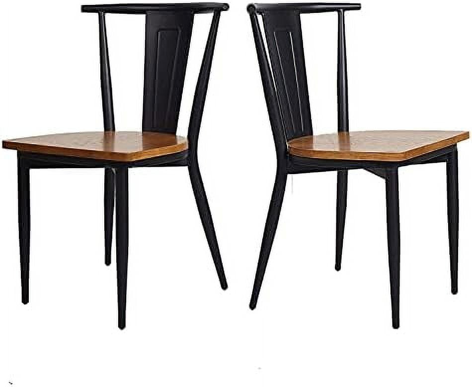 Black Metal Dining Chairs Fully Assembled with Solid Wood Seat Kitchen