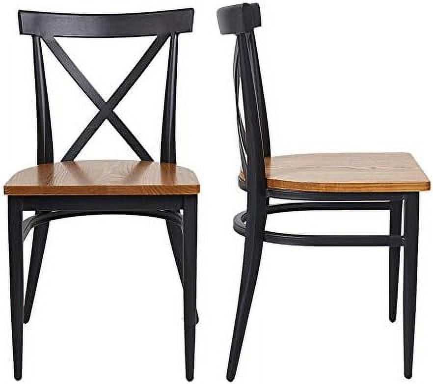 Black Metal Dining Chairs Heavy Duty Kitchen Chairs Fully Assembled for