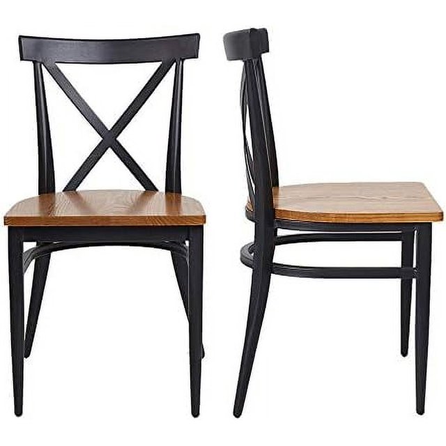 Black Metal Dining Chairs Heavy Duty Kitchen Chairs Fully Assembled for