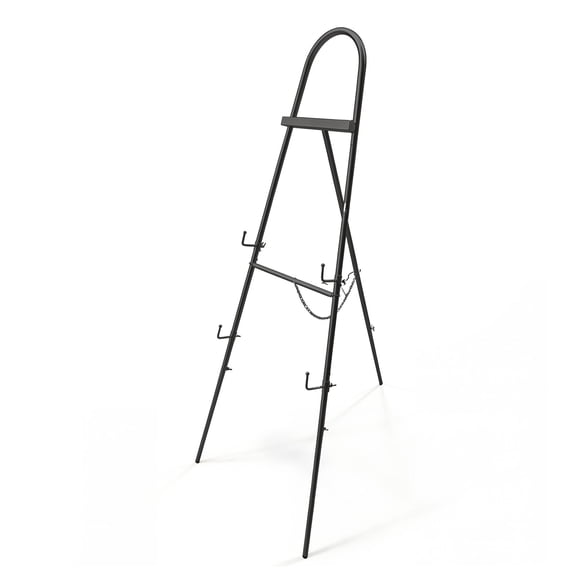 Black Metal Easel Stand, Adjustable Tripod Display Rack for Signs Posters Art, Floor Standing Picture Holder, Portable, 17.7x17.7x63 Inch