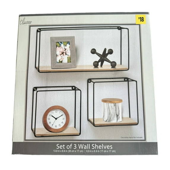 Black Metal Floating Shelves Set of 3