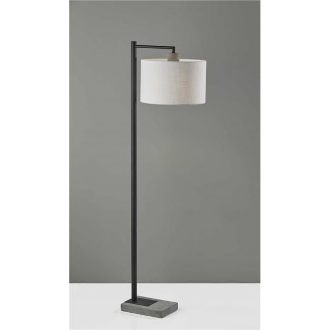 Adjustable Black Metal Tripod Floor Lamp with Cement Base