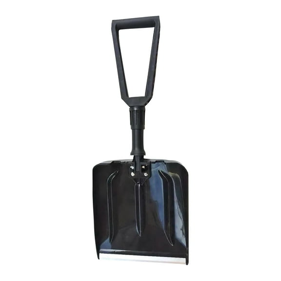 Black Metal Folding Snow Shovel With D Shaped Handle Aluminum Blade For Emergency Car Truck Outdoor Winter Utility Tool