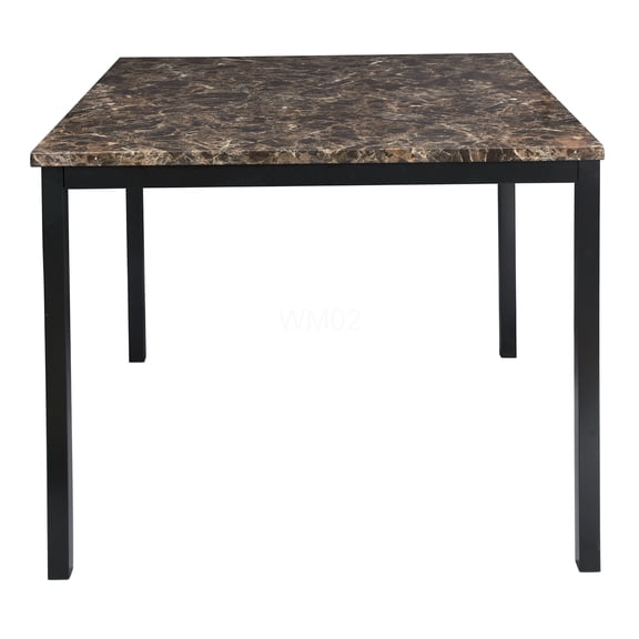 Black Metal Frame Faux Marble Counter Height Table, 40" Square Dining Table for Kitchen Bistro Cafe
