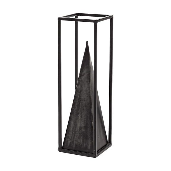 Petite Black Metal Framed Pyramid Decor Piece