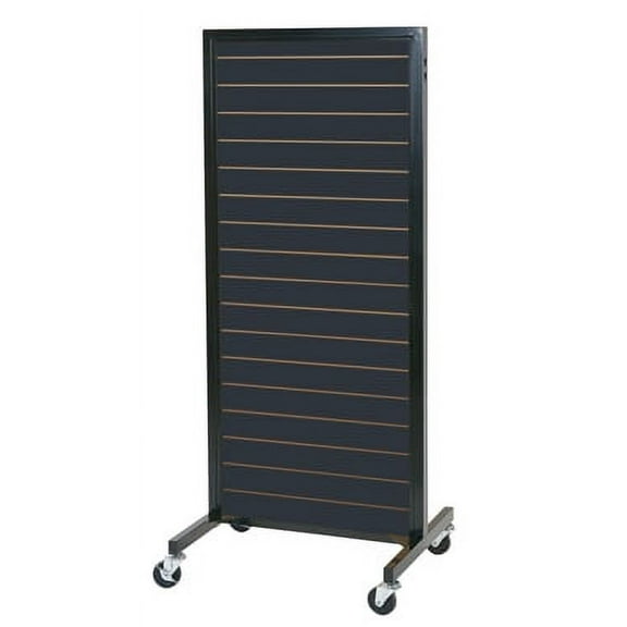 SSWBasics Black Metal Framed Rolling Slatwall Merchandiser