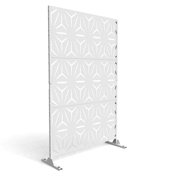Black Metal Free Standing Outdoor Privacy Screen for Patio Garden 05 White
