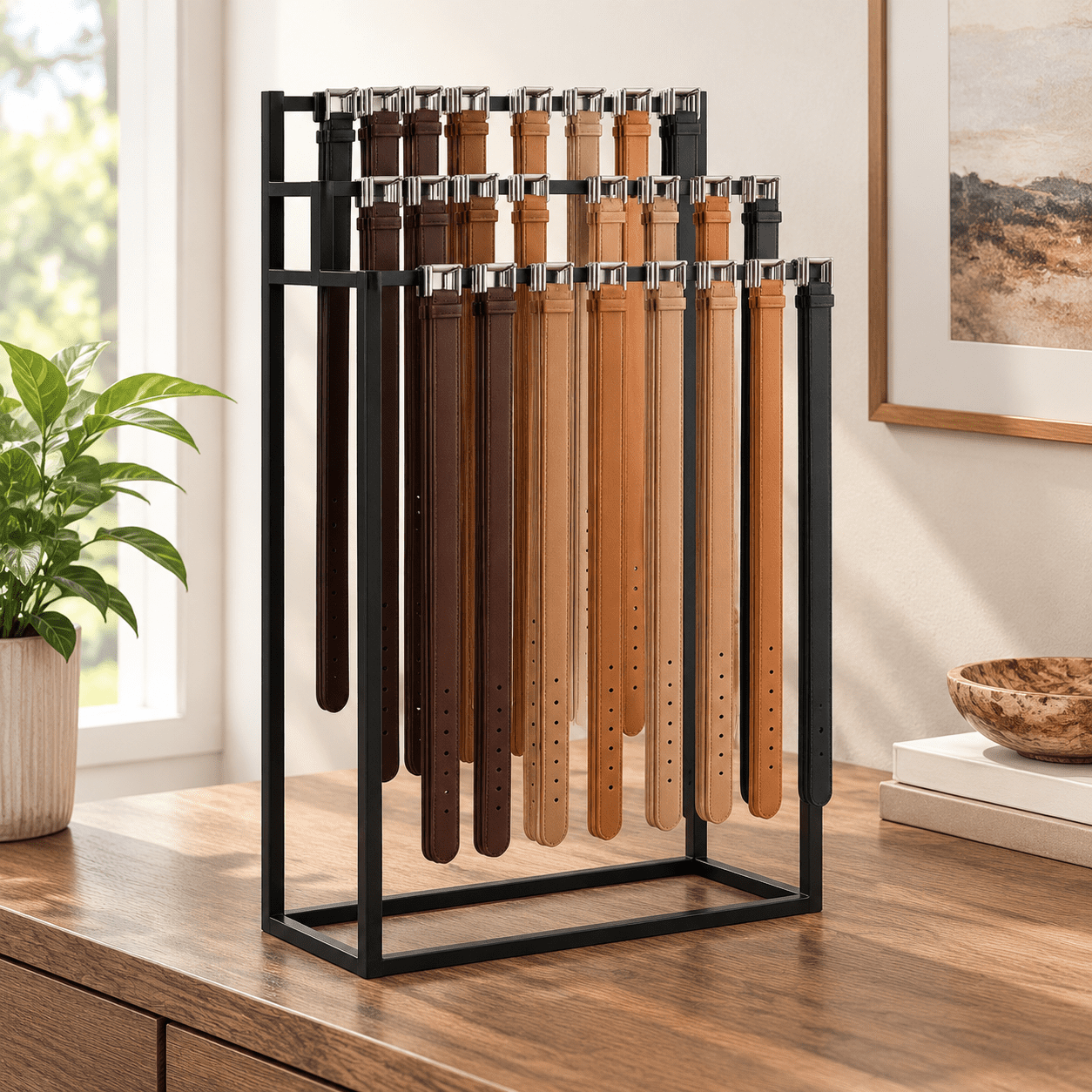 Black Metal Freestanding Belt Display Rack, Holds Up to 144 Accessories ...