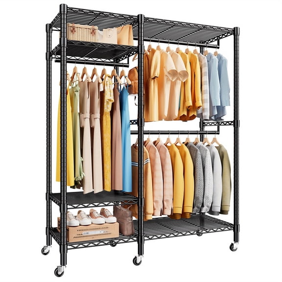 Black Metal Freestanding Rolling Storage Cart with Wheels, Multi-Tier Organizer with High Weight Capacity for Closet, Bedroom, or General Home Storage