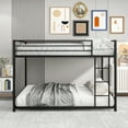 thumbnail image 1 of Black Metal Full Over Full Bunk Bed - Space-Saving Design, Heavy Duty Frame, w/ Safety Rails, Easy Assembly, Perfect for Bedroom, 1 of 8