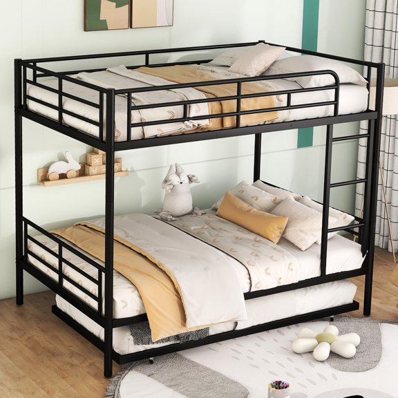Black Metal Full Over Full - Sturdy Frame - Siblings' Shared Room - Long - Lasting Use