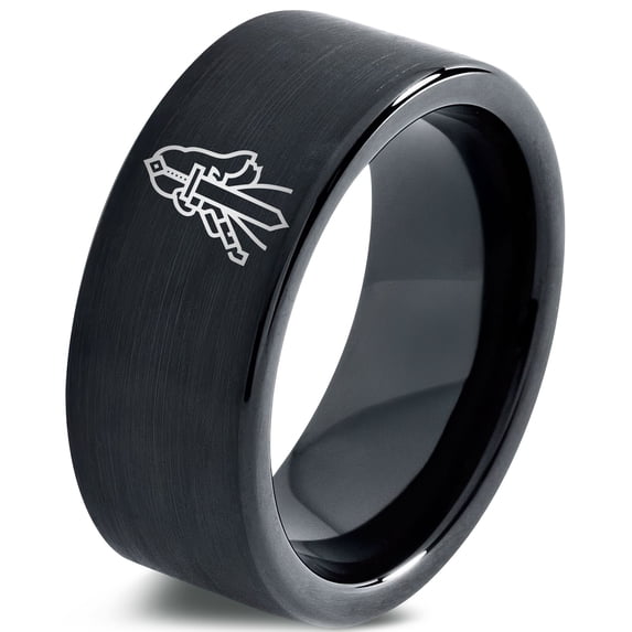 Mens Ring Gamer Newly Wed Gifts Black Tungsten Round Wedding Gift for Bride New Mom Jewelry