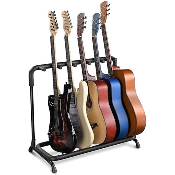 Black Metal Guitar Stand, Multiple Holder, Electric Bass Acoustic Compatibility, Floor Standing Rack, Adjustable, Lightweight, Durable, Portable, Stands, Guitars