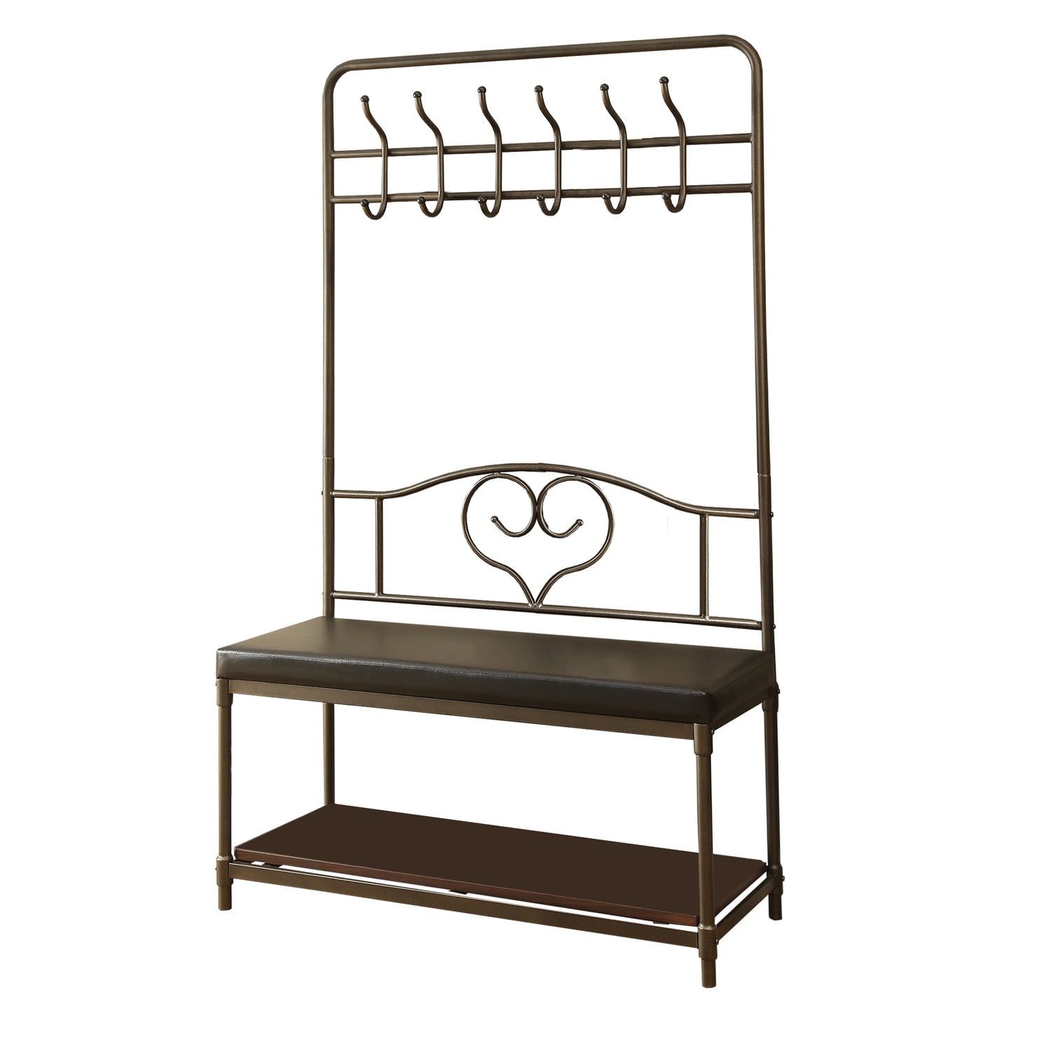 Black Metal Hall Tree With Additional Shelf