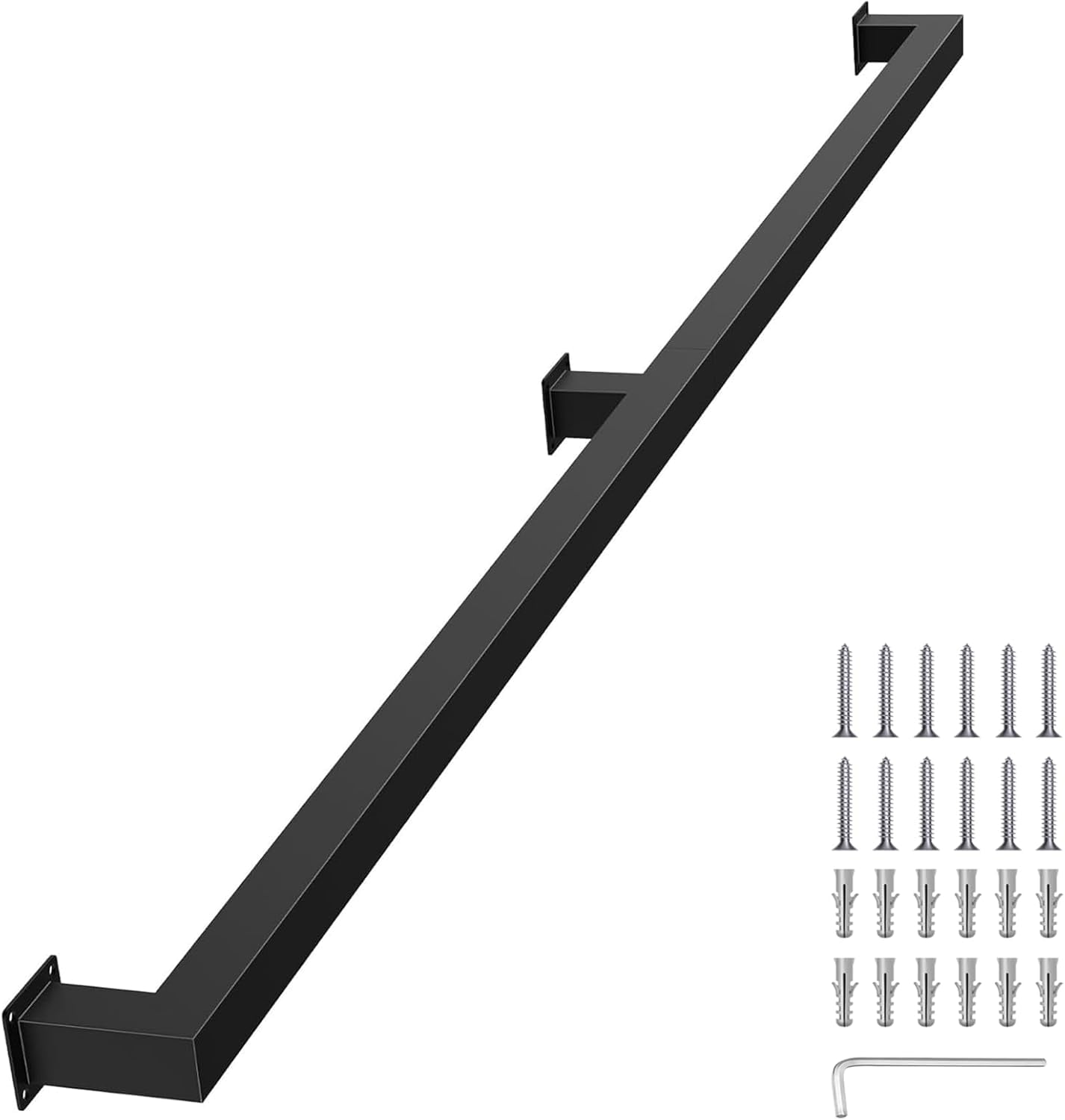 Black Metal Handrail for Indoor Stairs 5 Feet – Sturdy Wall Mounted ...