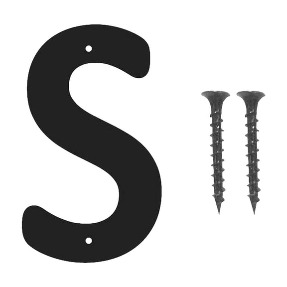 Black Metal House Letter S, Modern Address Sign, for Home Numbering, Mailbox Marking, Outdoor Use and Exterior Display, by Cosmug
